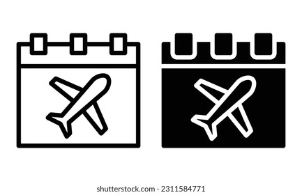 Flight schedule icon with outline and glyph style.