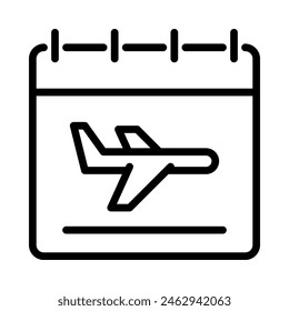 Flight schedule icon. Outline style. Isolate on white background.