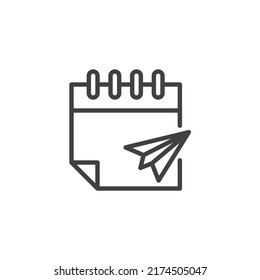 Flight schedule line icon. linear style sign for mobile concept and web design. Calendar and plane outline vector icon. Symbol, logo illustration. Vector graphics