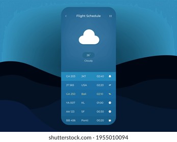 Flight Schedule, UI or User Interface for Flight Schedule App