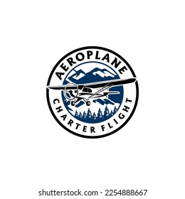 Flight School Aircraft Charter Small Airplane Logo Template Concept