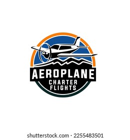 Flight School Aircraft Charter Small Airplane Logo Template Concept