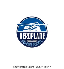 Flight School Aircraft Charter Small Airplane Logo Template Concept