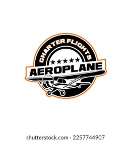 Flight School Aircraft Charter Small Airplane Logo Template Concept