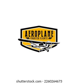 Flight School Aircraft Charter Small Airplane Logo Template Concept