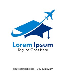 flight school design logo template illustration. there are hat graduation with airplane