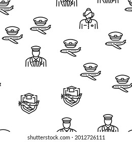 Flight School Educate Vector Seamless Pattern Thin Line Illustration