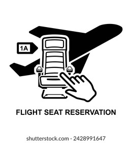 Flight seat reservation icon. Airplane seat selection icon. Booking flight isolated on background vector illustration.