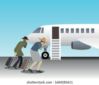 Flight Shame, "Flygskam". Minimizing the carbon footprint is everyone's responsibility. Air travel is something not to be proud of anymore. Vector Illustration.