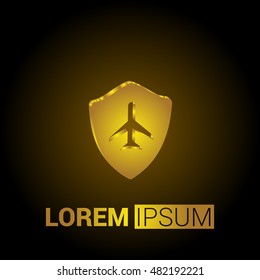 Flight Shield 3D Golden Metallic Premium Royal Corporate Logo / Icon