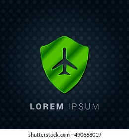 Flight Shield Bright Green chromium precious metallic 3D Icon / Logo Design