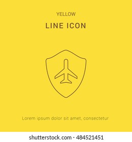 Flight Shield Cute yellow thin line icon / logo Design