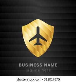 Flight Shield Gold and Black silk fashion premium icon / Logo