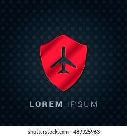 Flight Shield Red chromium precious metallic 3D Icon / Logo Design
