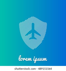 Flight Shield White stroke fill with blue & green gradient background Icon / Logo Design