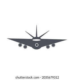 Flight sign. Plane front view. Aircraft aeroplane. Cargo fly. Flat minimalist design.
