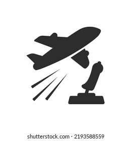 Flight Simulator Icon. Monochrome Black And White Symbol