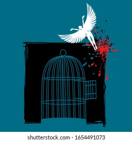 Flight of the soul. The soul broke free from its cramped cage. Flight, aspiration, breakthrough.