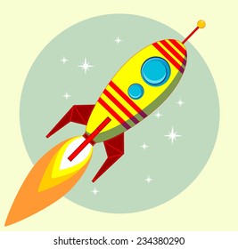 Flight of the Space Rocket, Vector illustration