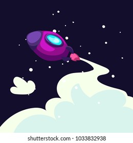 flight of spacecraft in space, concept and creative idea. Vector illustration
