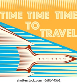 Flight of spaceship. Vector poster depicting the flight of spaceship throughout the Universe.