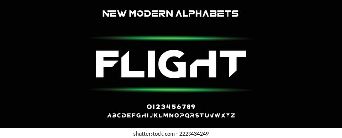 FLIGHT Sports minimal tech font letter set. Luxury vector typeface for company. Modern gaming fonts logo design.