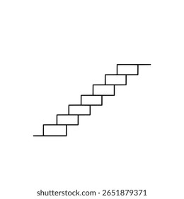Un tramo de escaleras en una ilustración de arte lineal simple y limpia. Un ícono minimalista que representa Elementos arquitectónicos, progreso o crecimiento.
