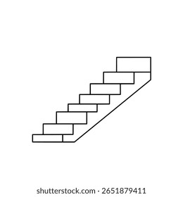 Un tramo de escaleras en un estilo de arte de línea simple y limpio. Un icono minimalista que representa el progreso, el crecimiento, el éxito o un elemento arquitectónico.