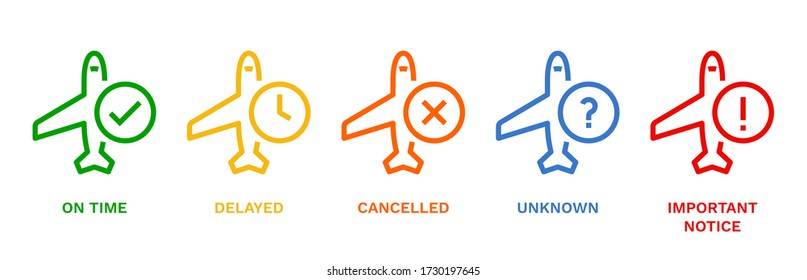 Flight Status Concept Icons. Monoline concept.