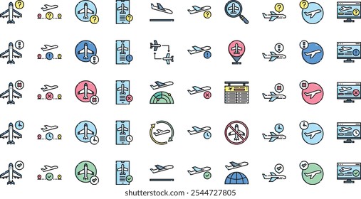 Iconos del Estado del vuelo .. Colección de iconos vectoriales de alta calidad con trazo editable. Ideal para Profesional y Proyectos Creativos.