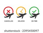 Flight Status icons isolated on background vector illustration.