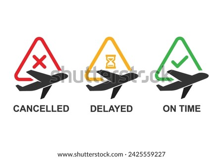 Flight status icons isolated on background vector illustration.