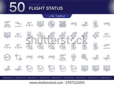 Flight Status stroke icon. Flight Status line icon set. editable stroke icon pack. Line, Thin, Linear Style Icon Bundle. Fully Customizable
