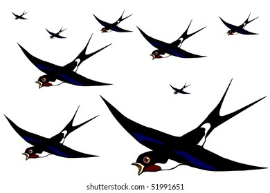 Flight of swallows on the white background vector eps10