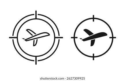 Ícone de destino de voo. Vetor de ilustração