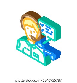 ingeniero de pruebas de vuelo ingeniero aeronáutico ingeniero isométrico vector de icono. signo de ingeniero aeronáutico ingeniero de pruebas de vuelo. ilustración de símbolo aislado