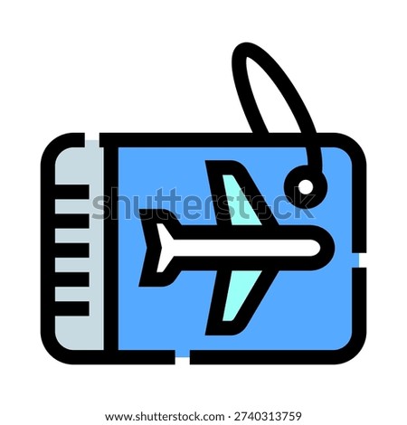 Flight ticket with an airplane graphic and tag emblem, symbolizing international trips, departure, and arrival for passengers embarking on holidays or business excursions