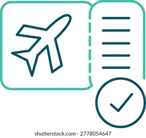 Flight ticket with check mark icon