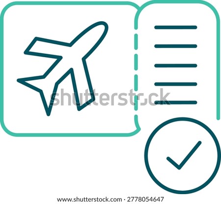 Flight ticket with check mark icon