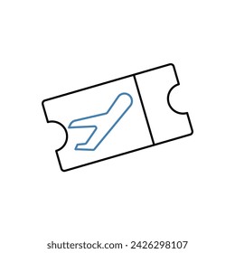 Symbol für die Flugticketkonzeptzeile. Einfache Elementdarstellung. Entwurf des Umrisssymbols des Flugticketkonzepts.