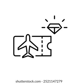 Flight ticket and diamond. VIP premium class experience. Pixel perfect, editable stroke icon