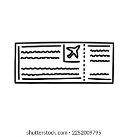 Flugticket-Doodsymbol, Vektorgrafik
