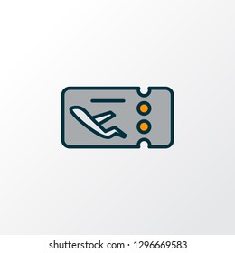 Flight ticket icon colored line symbol. Premium quality isolated airplane pass element in trendy style.