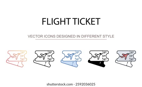 Flight Ticket icon design with white background stock illustration
