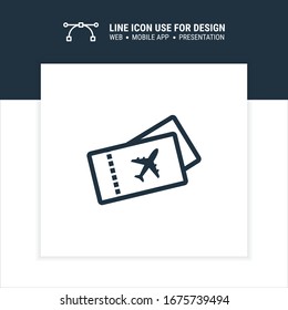 Flugticket-Symbol.  Zeilenstil-Icon-Design. Vektorillustration.