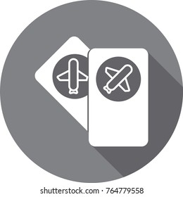 flight ticket icon with long shadow