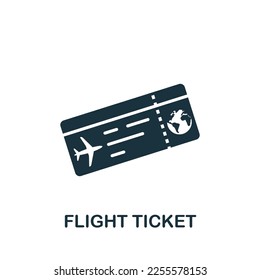 Flight ticket icon. Monochrome simple sign from airport elements collection. Flight ticket icon for logo, templates, web design and infographics.