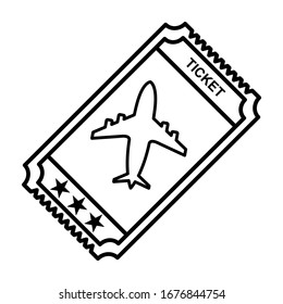 Icono de billete de vuelo en el diseño de estilo de contorno. Ilustración vectorial.