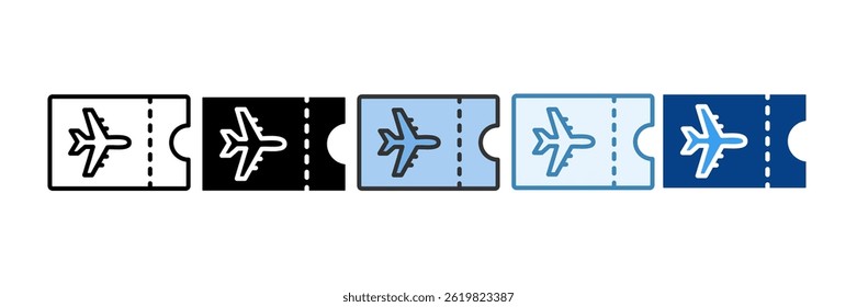 Flight Ticket Icon Set Multiple Style Collection