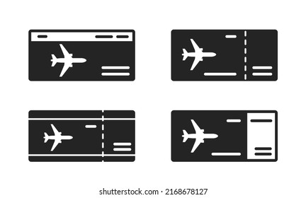 flight ticket icon set. vacation, air travel and tourism symbols. air booking and airline services. isolated vector images